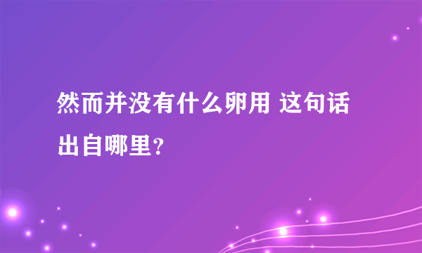然而并没有什么卵用 这句话出自哪里？
