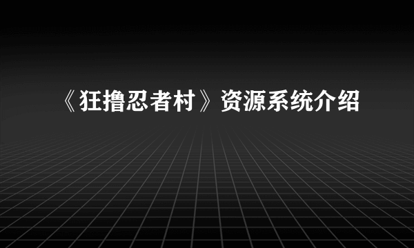 《狂撸忍者村》资源系统介绍