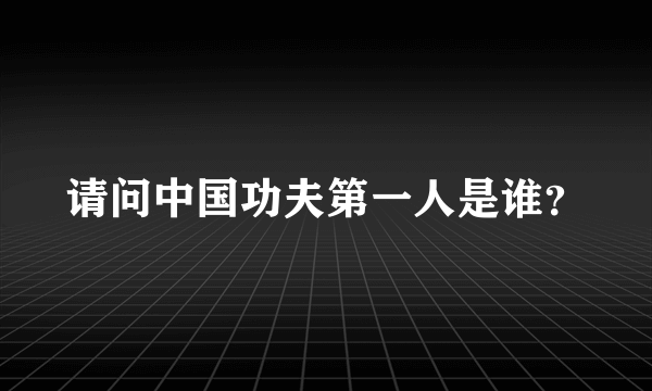 请问中国功夫第一人是谁？