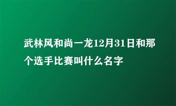 武林风和尚一龙12月31日和那个选手比赛叫什么名字