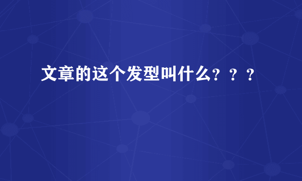 文章的这个发型叫什么？？？