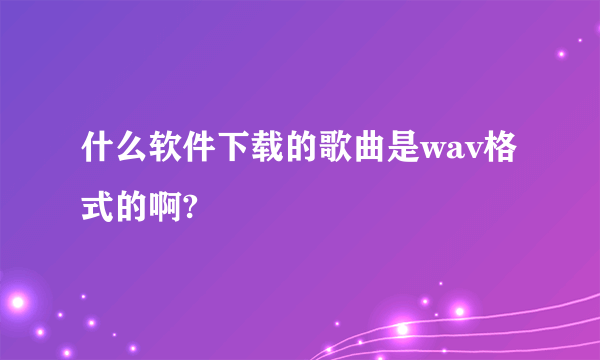 什么软件下载的歌曲是wav格式的啊?