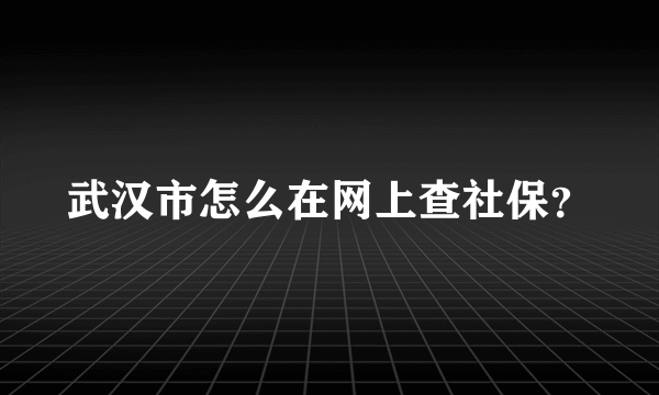 武汉市怎么在网上查社保？
