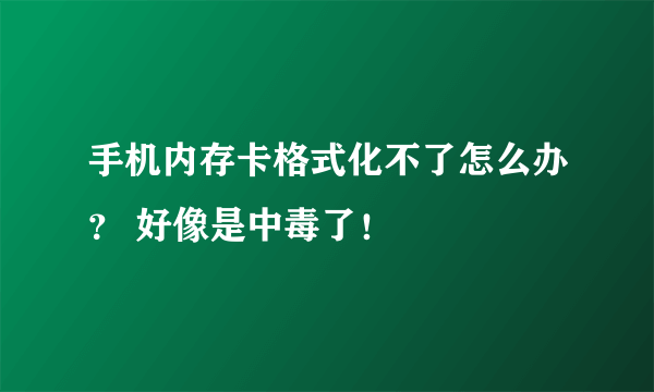 手机内存卡格式化不了怎么办？ 好像是中毒了！