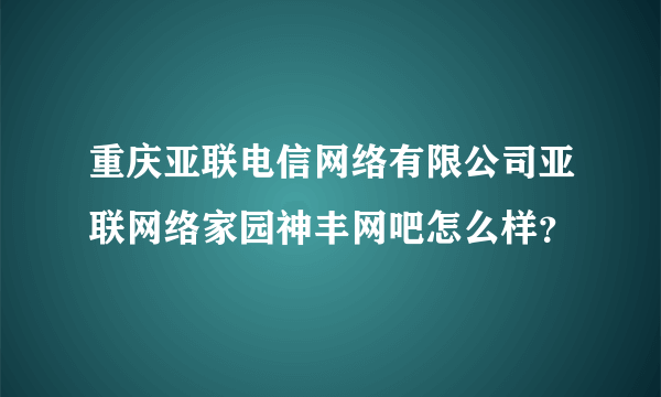 重庆亚联电信网络有限公司亚联网络家园神丰网吧怎么样？