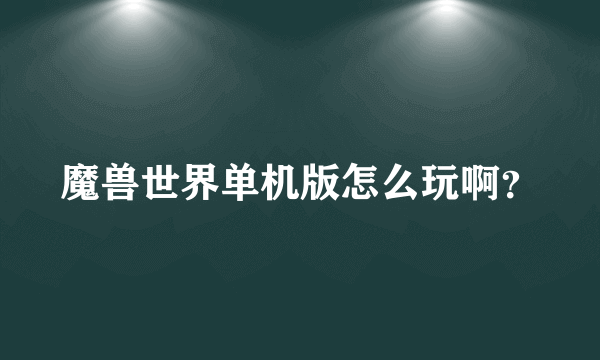 魔兽世界单机版怎么玩啊？