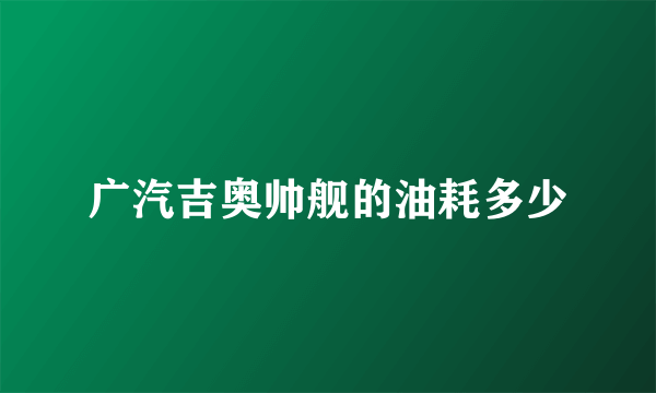 广汽吉奥帅舰的油耗多少