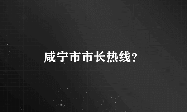 咸宁市市长热线？