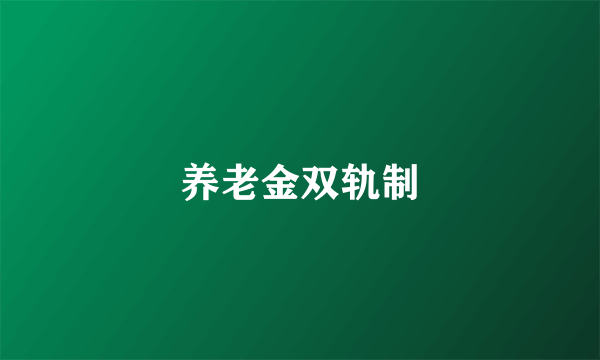 养老金双轨制