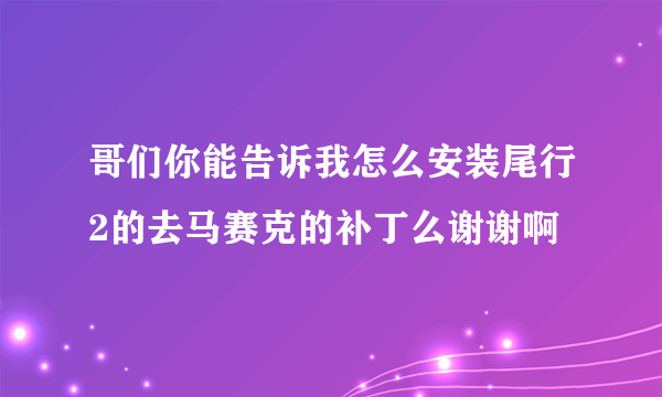 哥们你能告诉我怎么安装尾行2的去马赛克的补丁么谢谢啊