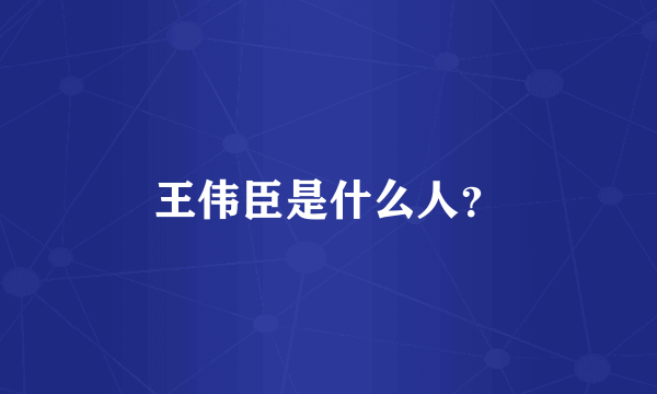 王伟臣是什么人？