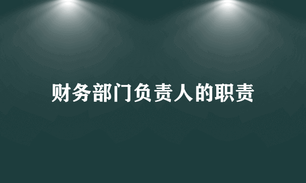财务部门负责人的职责