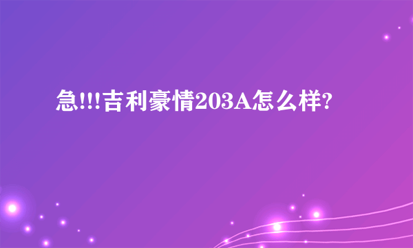 急!!!吉利豪情203A怎么样?