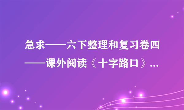 急求——六下整理和复习卷四——课外阅读《十字路口》阅读答案
