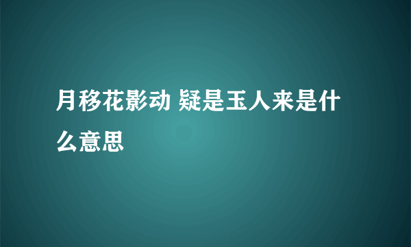 月移花影动 疑是玉人来是什么意思