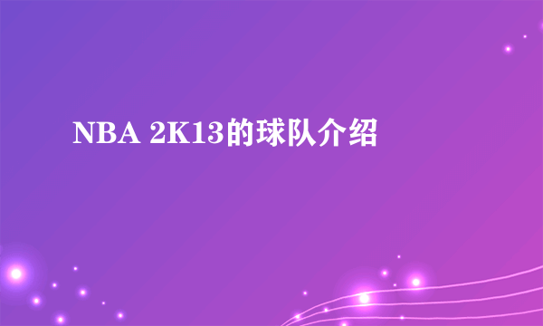NBA 2K13的球队介绍
