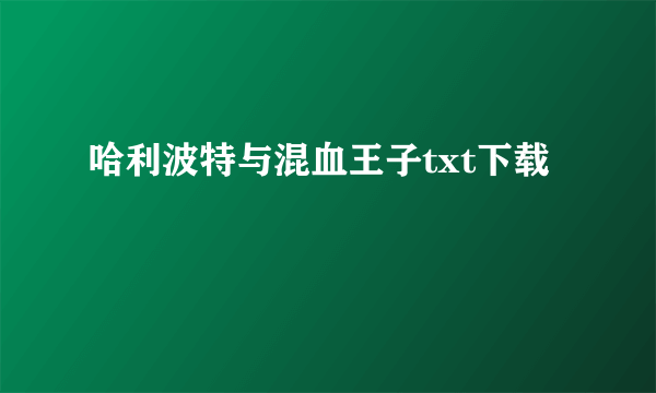 哈利波特与混血王子txt下载