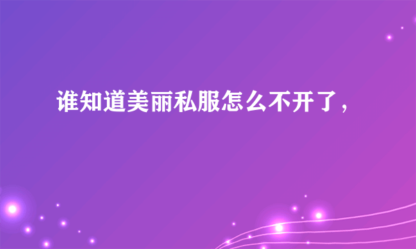 谁知道美丽私服怎么不开了，