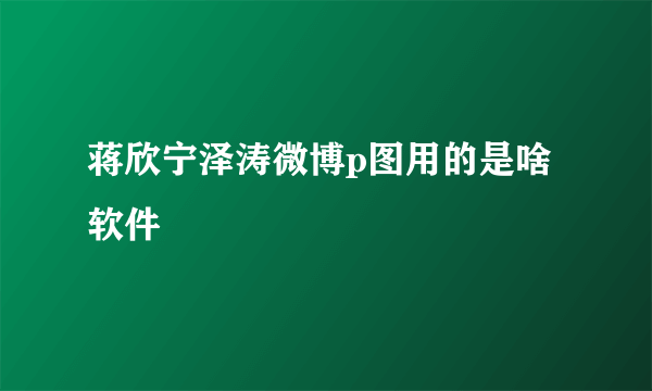 蒋欣宁泽涛微博p图用的是啥软件