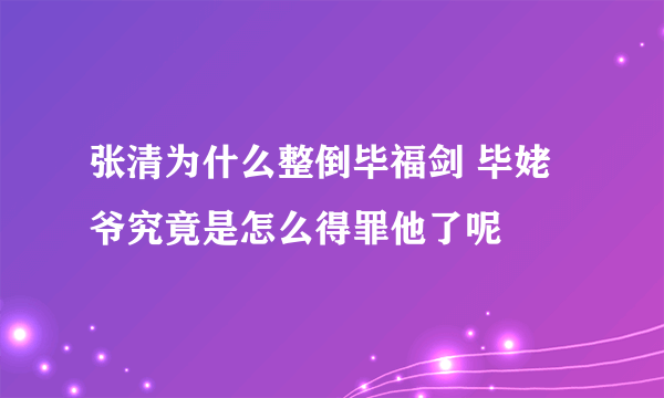 张清为什么整倒毕福剑 毕姥爷究竟是怎么得罪他了呢