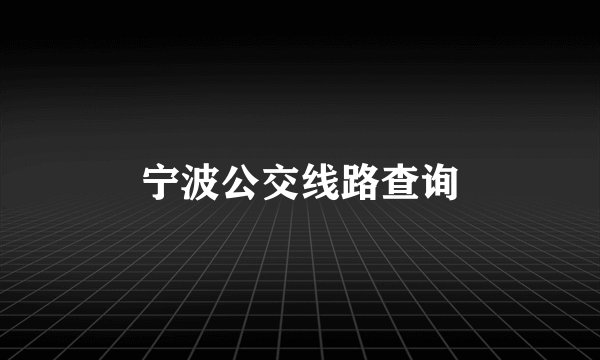 宁波公交线路查询