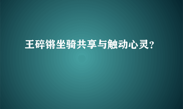王碎锵坐骑共享与触动心灵？
