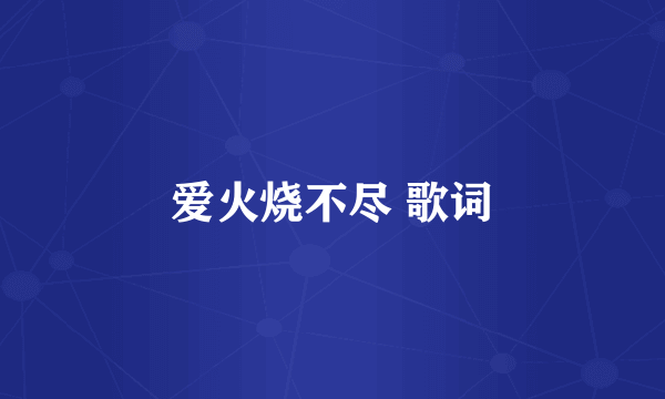 爱火烧不尽 歌词