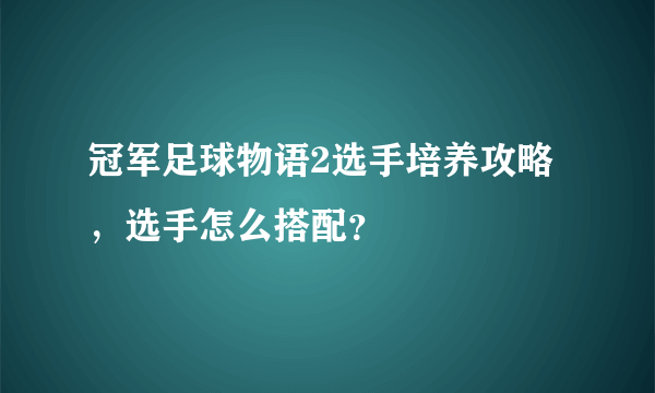 冠军足球物语2选手培养攻略，选手怎么搭配？