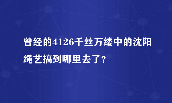 曾经的4126千丝万缕中的沈阳绳艺搞到哪里去了？
