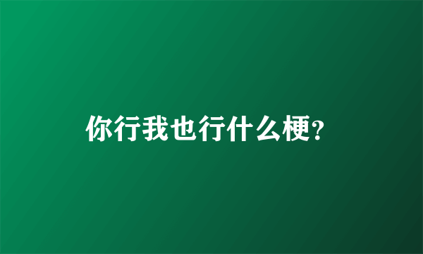 你行我也行什么梗？