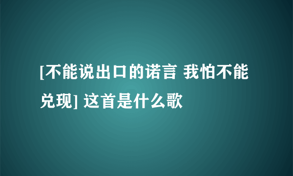 [不能说出口的诺言 我怕不能兑现] 这首是什么歌