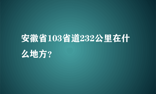安徽省103省道232公里在什么地方？