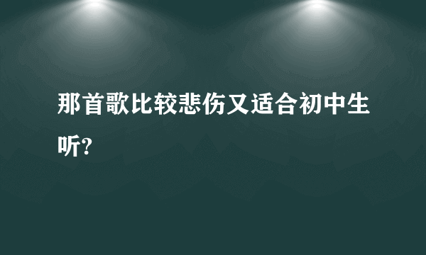 那首歌比较悲伤又适合初中生听?