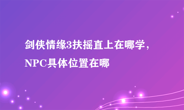 剑侠情缘3扶摇直上在哪学，NPC具体位置在哪