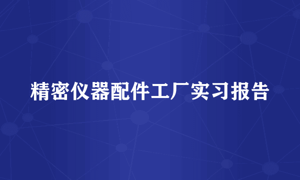 精密仪器配件工厂实习报告