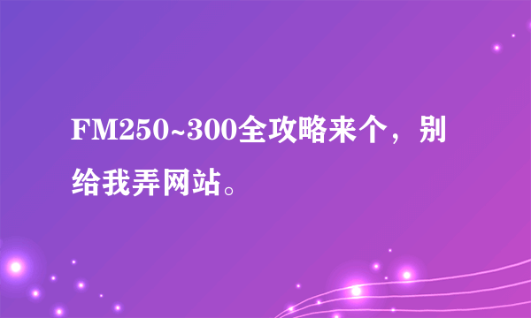 FM250~300全攻略来个，别给我弄网站。