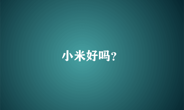 小米好吗？