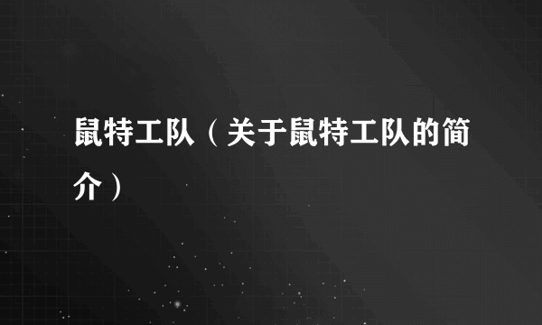 鼠特工队（关于鼠特工队的简介）