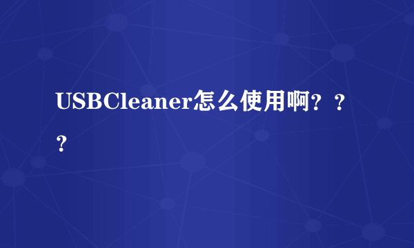 USBCleaner怎么使用啊？？？
