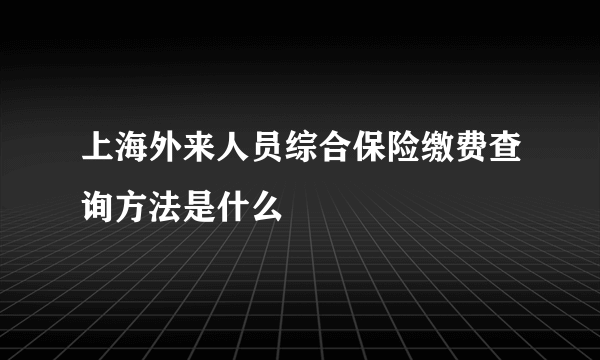上海外来人员综合保险缴费查询方法是什么