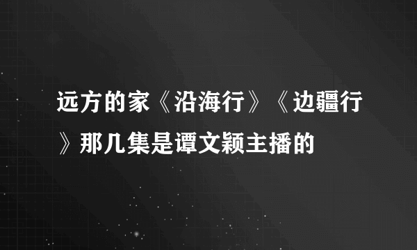 远方的家《沿海行》《边疆行》那几集是谭文颖主播的