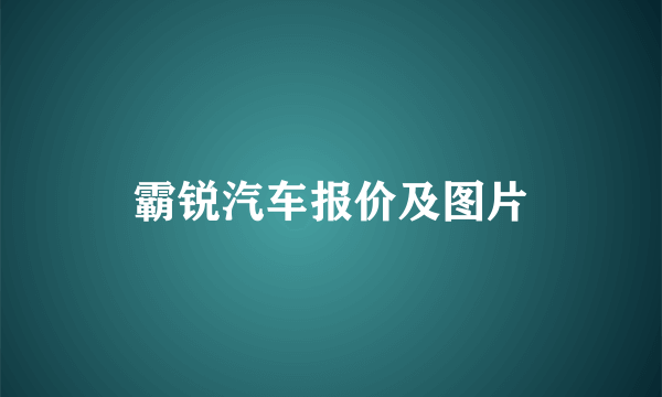 霸锐汽车报价及图片