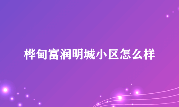 桦甸富润明城小区怎么样