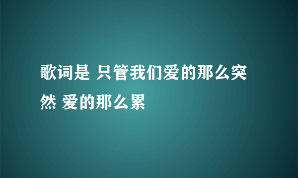 歌词是 只管我们爱的那么突然 爱的那么累