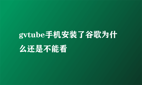 gvtube手机安装了谷歌为什么还是不能看