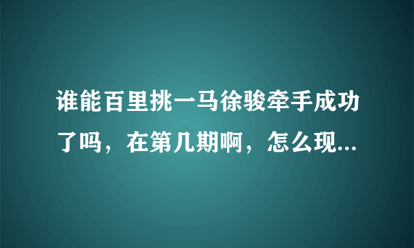 谁能百里挑一马徐骏牵手成功了吗，在第几期啊，怎么现在看不到他啦？求解答啊谢啦