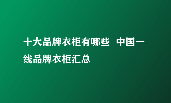 十大品牌衣柜有哪些  中国一线品牌衣柜汇总