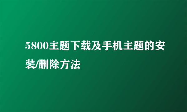 5800主题下载及手机主题的安装/删除方法
