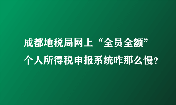 成都地税局网上“全员全额”个人所得税申报系统咋那么慢？