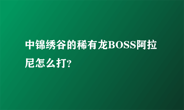 中锦绣谷的稀有龙BOSS阿拉尼怎么打？